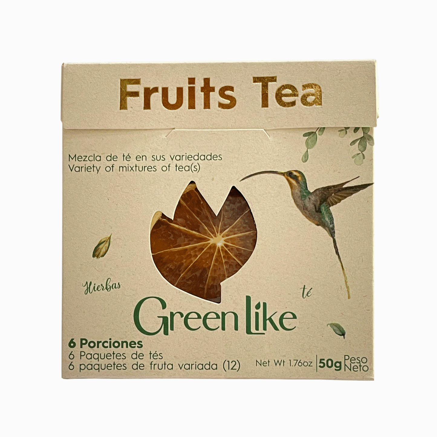 Tés con frutas deshidratadas surtidas empaque biodegradable (Fruits tea) 6 unidades